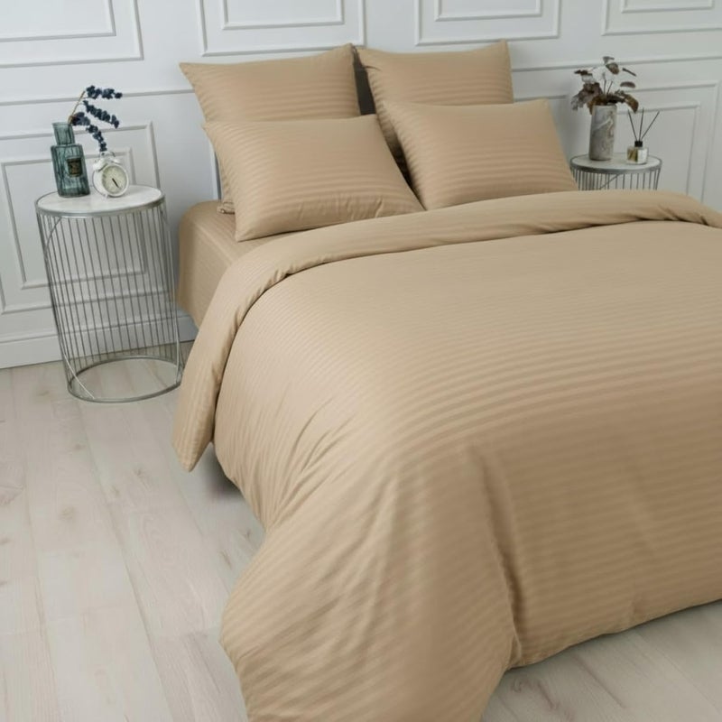 bedding zone غطاء لحاف فاخر مخطط متعدد الألوان من BEDDING ZONE - إغلاق بسحاب بيج مزدوج (200X200) - Image 2